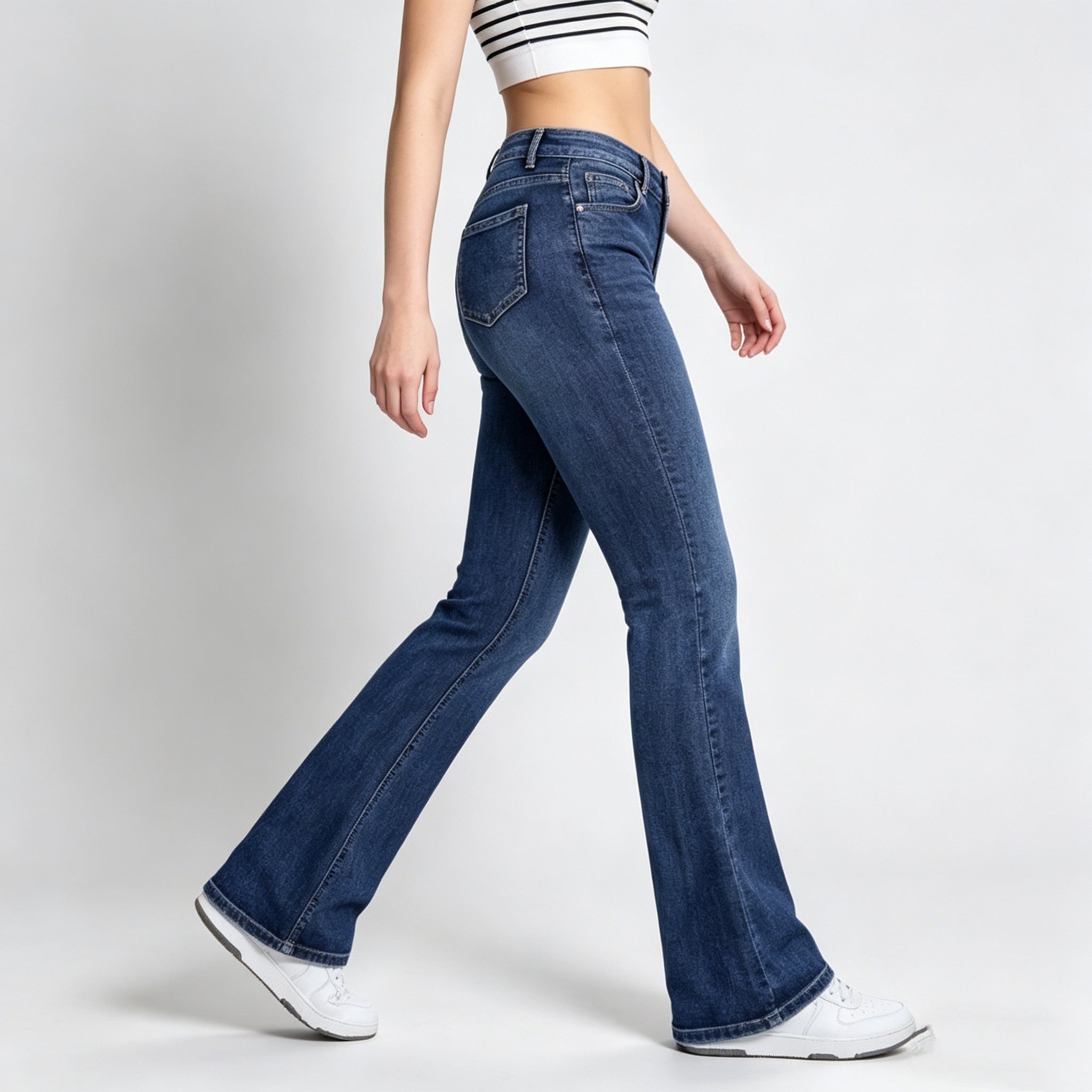 Women's Blue Slightly Wide Leg Stretch Jeans