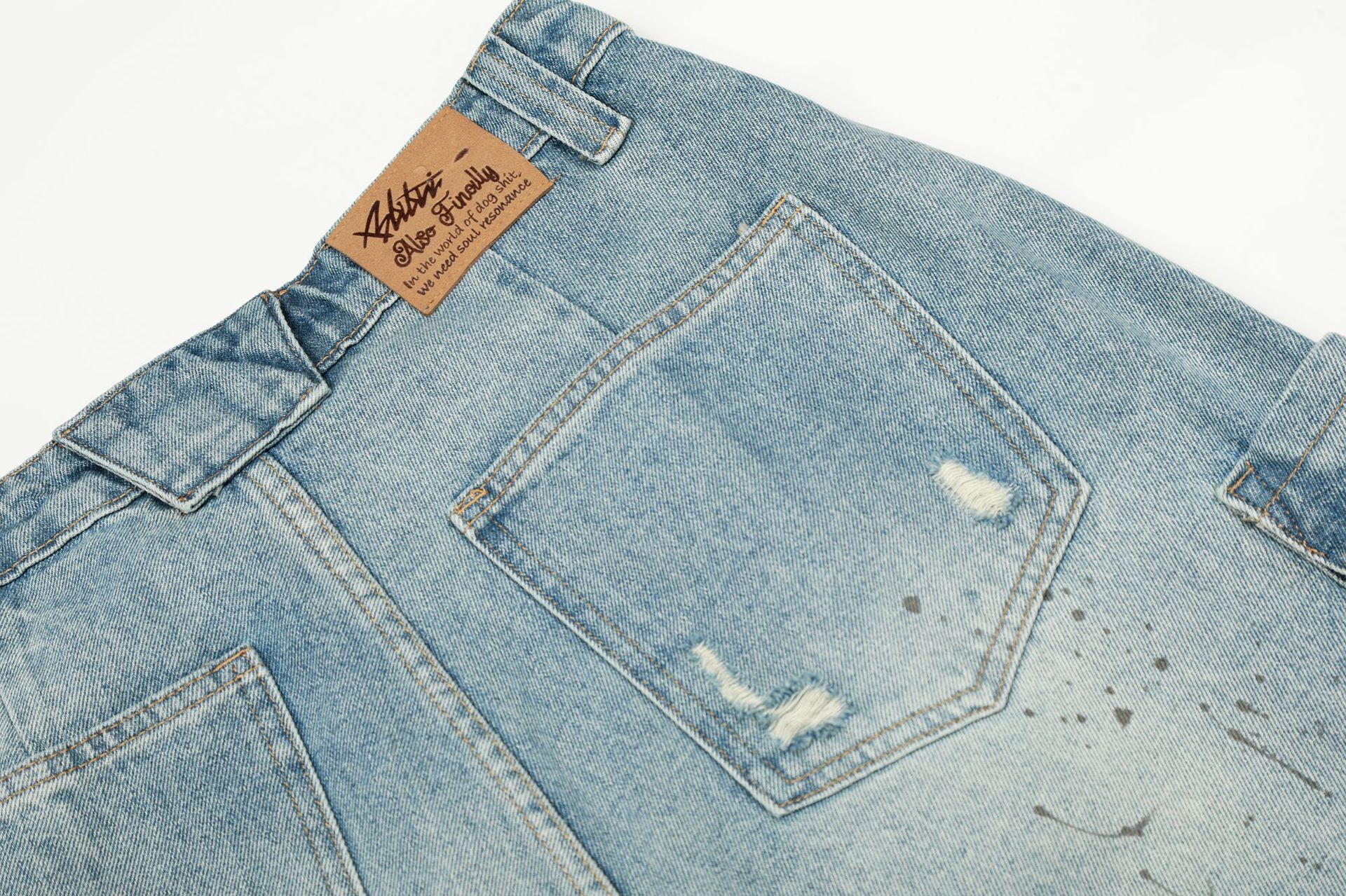 Vintage Ripped Jeans Womens Loose-fit Casual High-waisted Pants