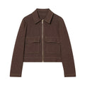 New Womens Clothing Lapel-collar Casual Short Jacket And Flared Pants