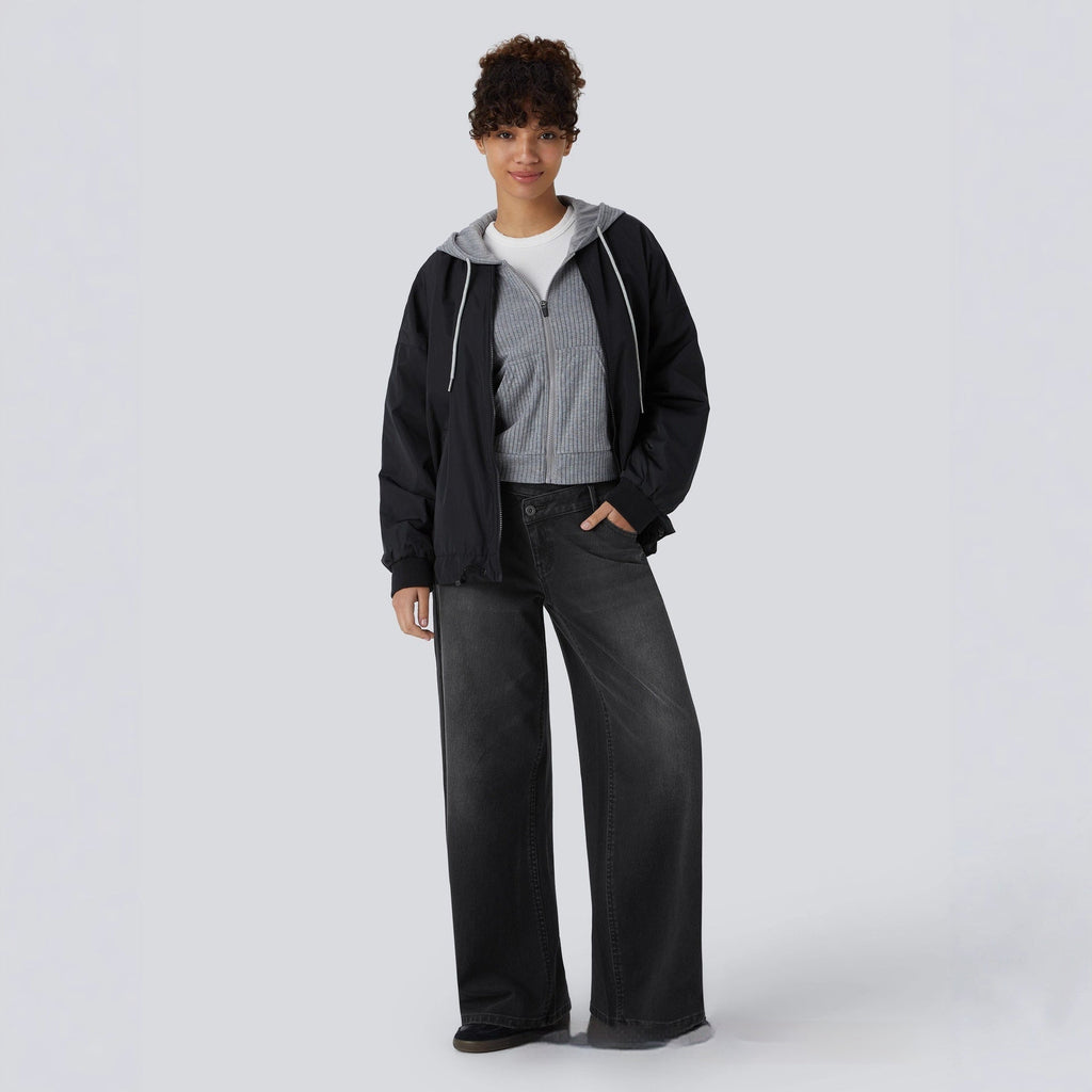 Women's Asymmetric Low-rise Loose-fit Denim Jeans