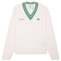 Women's Adidas x Sporty & Rich V-Neck Sweater - Off White/Night Navy