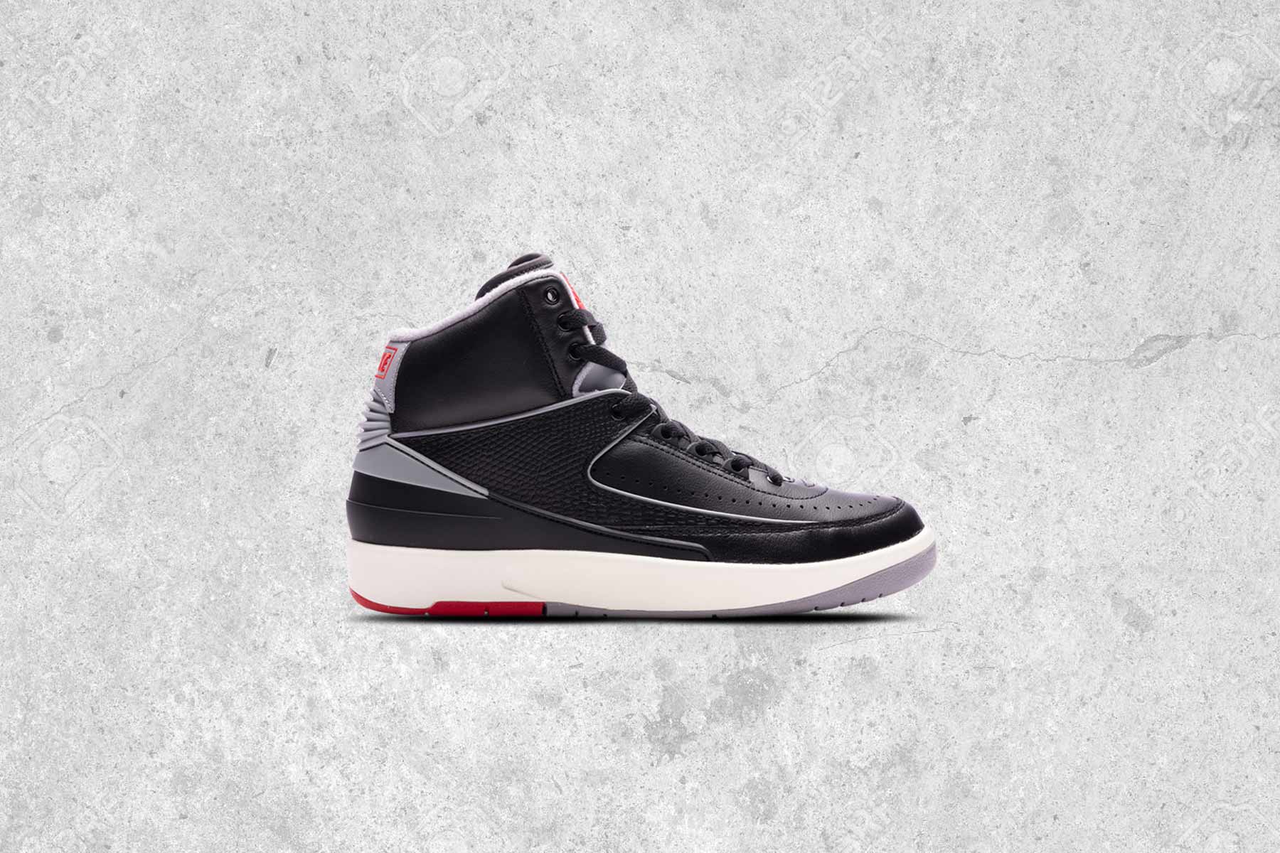 Air Jordan 2 Retro (GS) 'Black Cement' - Black/Cement Grey/Fire Red