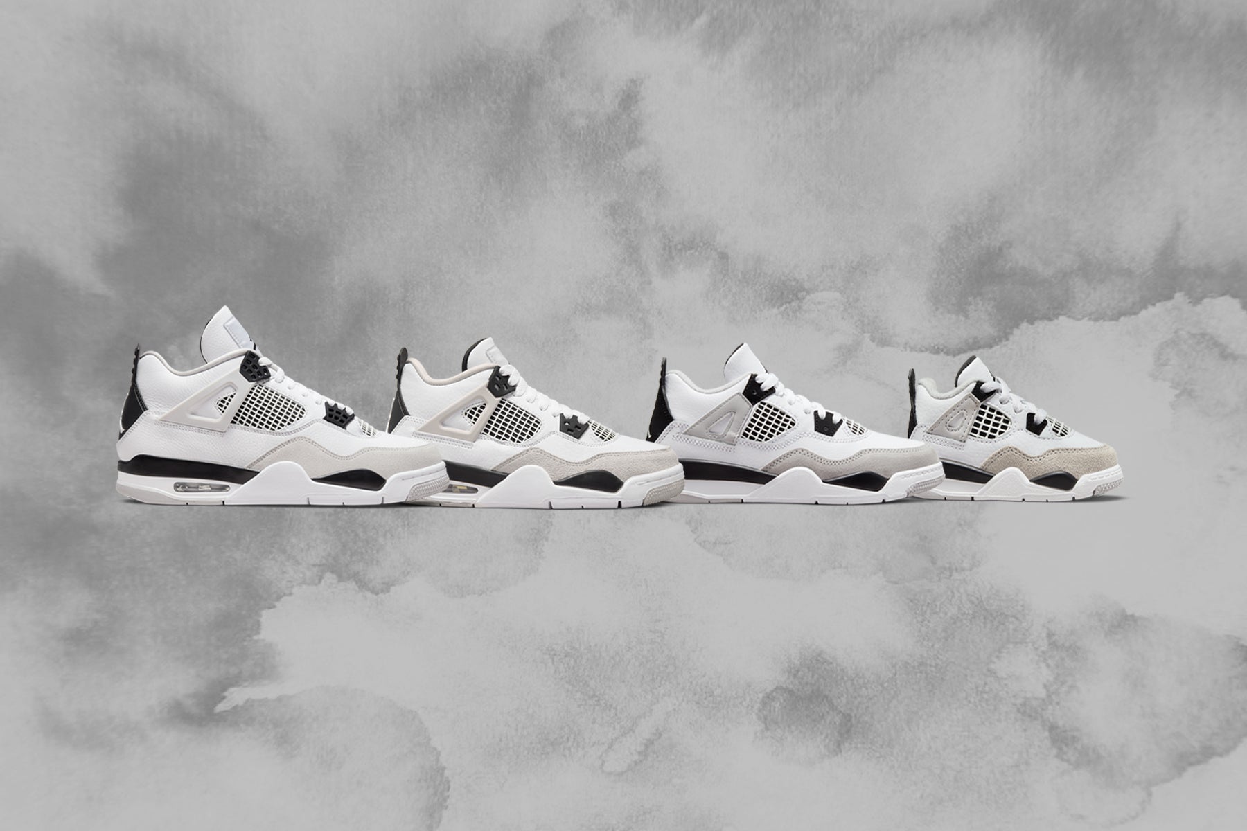 Air Jordan 4 Retro (GS) - White/Black/Neutral Grey