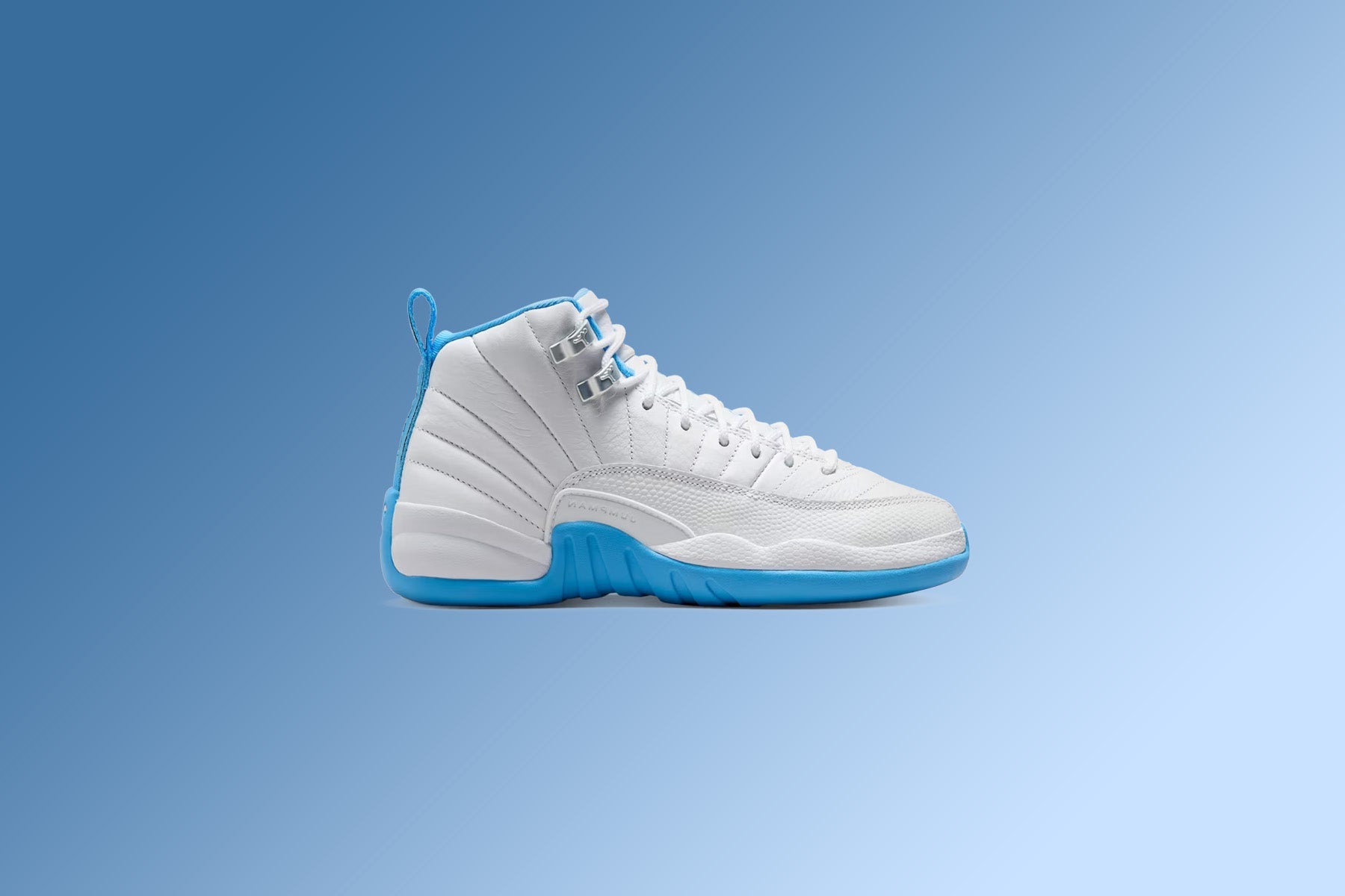 Air Jordan 12 Retro 'Melo' (GS) - White/University Blue/Metallic Silver