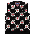 Checkered Floral Sweater Vest - Black Floral