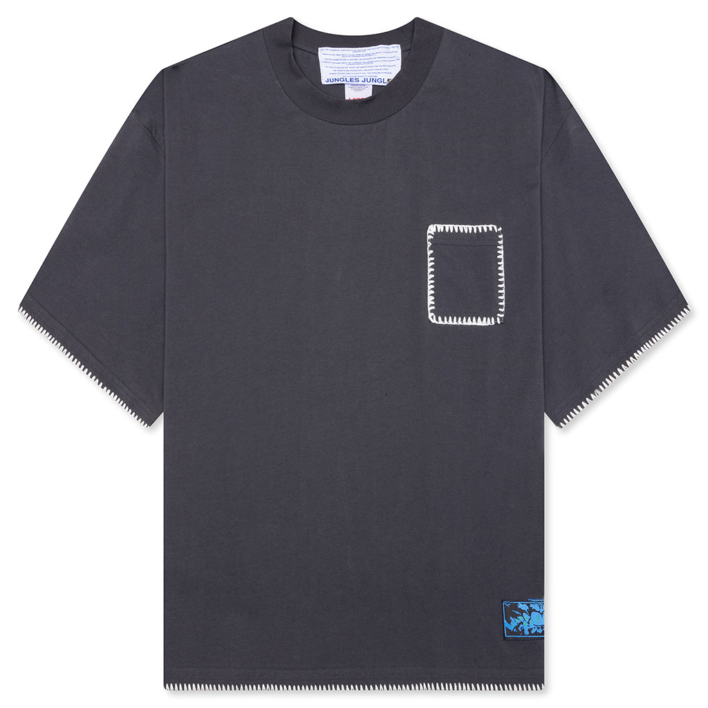 Blanket Stitch Vintage Tee - Sun Faded Grey