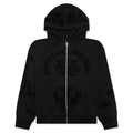 Boxy Fit Hoodie With Zip And Pocket Base - Black