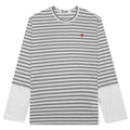 Stripe White T-Shirt - Grey