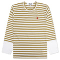 Stripe White T-Shirt - Mustard
