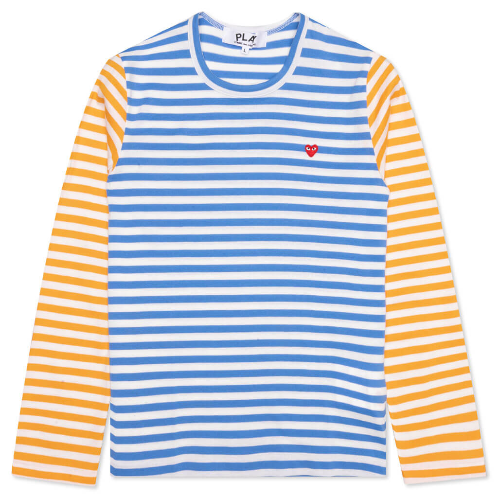 Women's Bi-Color Stripe T-Shirt - Blue/Yellow