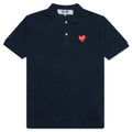 Women's CDG Heart Emblem Polo Tee - Navy