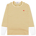 Women's Striped White Sleeve L/S T-Shirt - Mustard