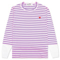 Women's Striped White Sleeve L/S T-Shirt - Purple