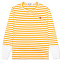 Women's Striped White Sleeve L/S T-Shirt - Yellow