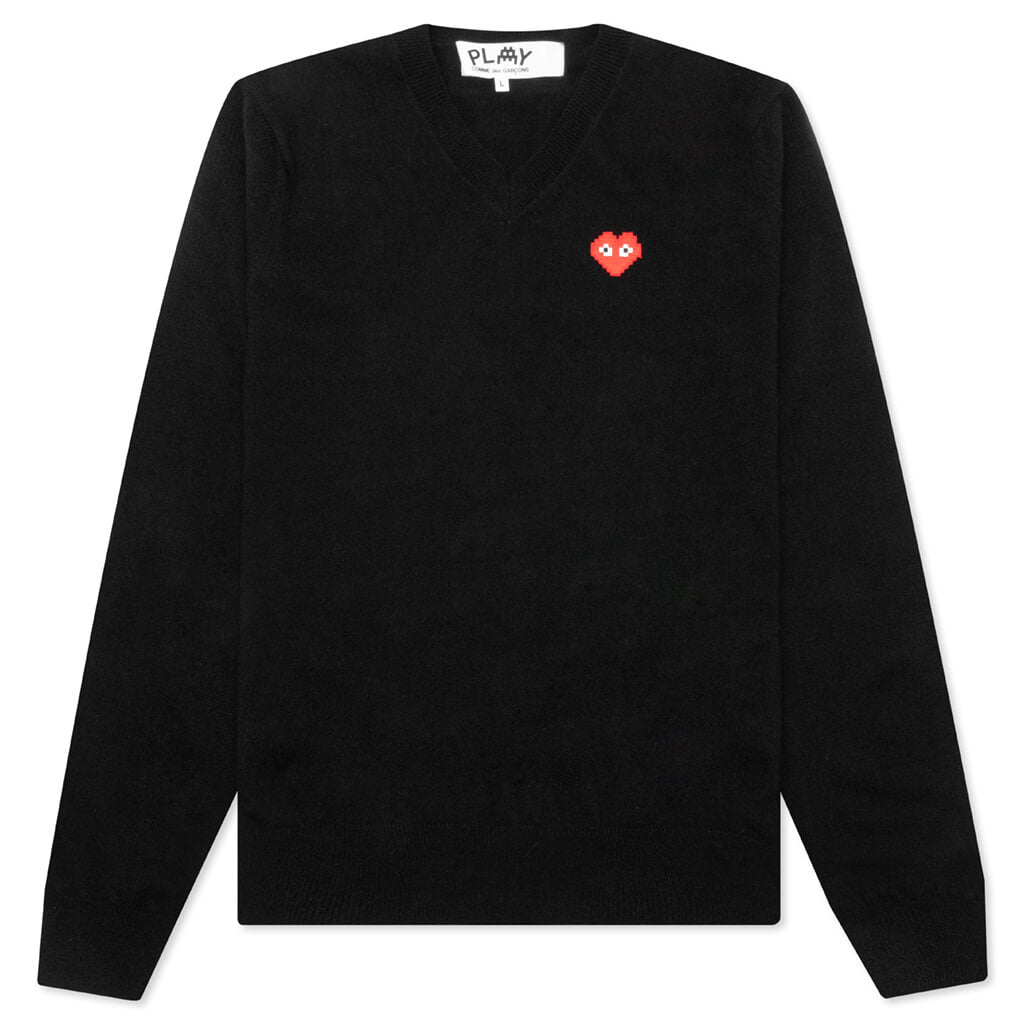 Comme des Garcons PLAY x the Artist Invader V-Neck Pullover - Black