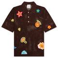 Crochet Polo with Patches - Brown