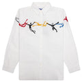 Embroidered Figures Button Up - White