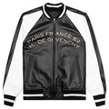 Nappa Leather Varsity Jacket with Chandelier and Snake Embroideries - Black/White