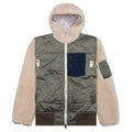 Faux Shearling Nylon Twill Blouson - Khaki/Ecru