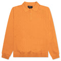 Hogan Pointelle Raglan Sleeve Sweater Polo - Jasper Orange