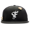 Feature x New Era Old English Plaza Fitted - Black/Snow Grey