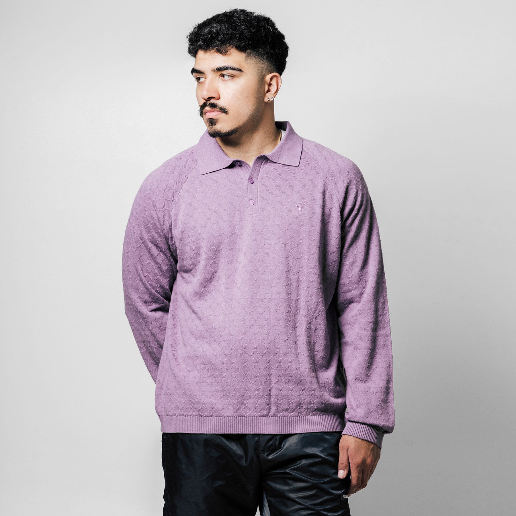 Hogan Pointelle Raglan Sleeve Sweater Polo - Jasper Orange