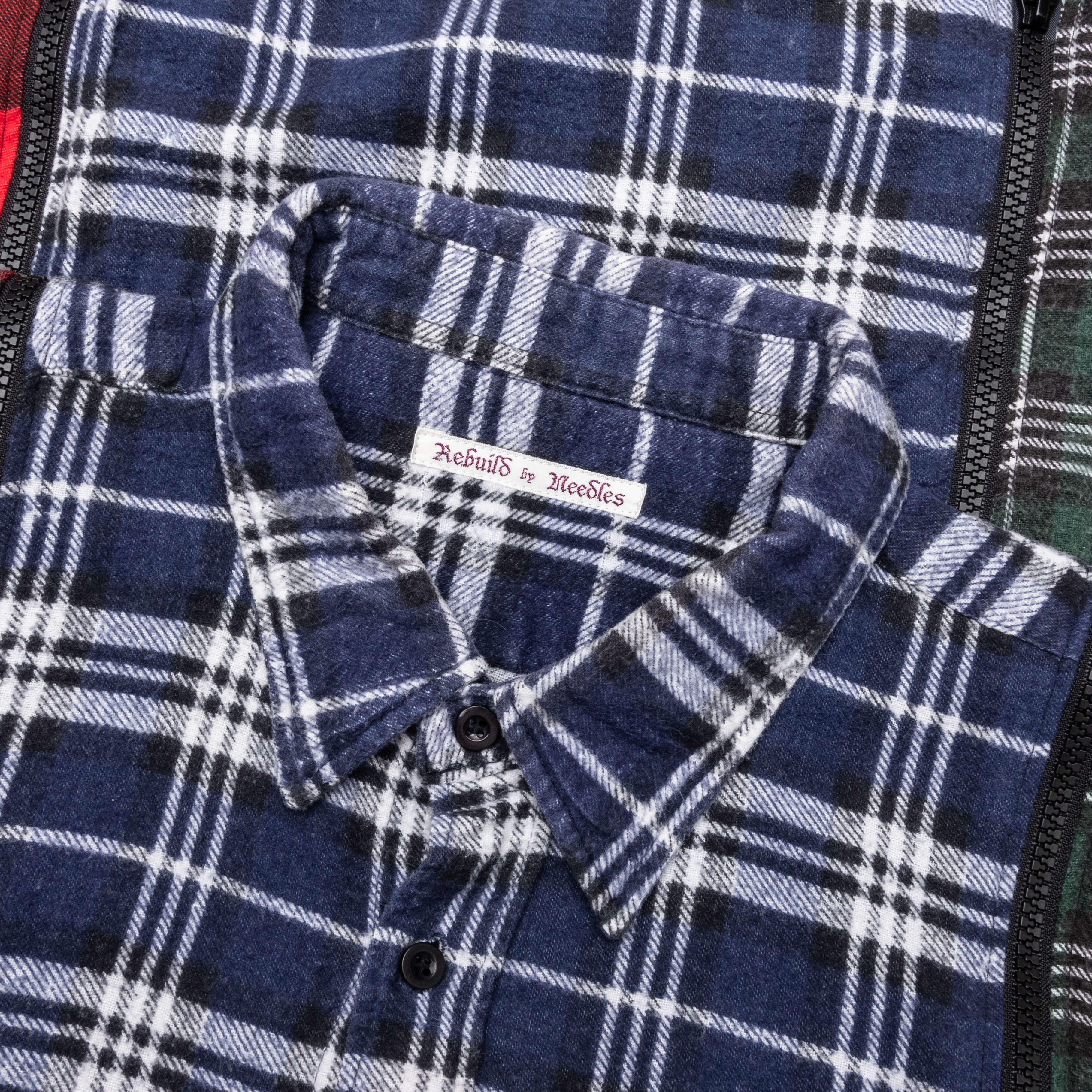 Flannel Shirt 7 Cuts Zipped Wide Shirt - Assorted