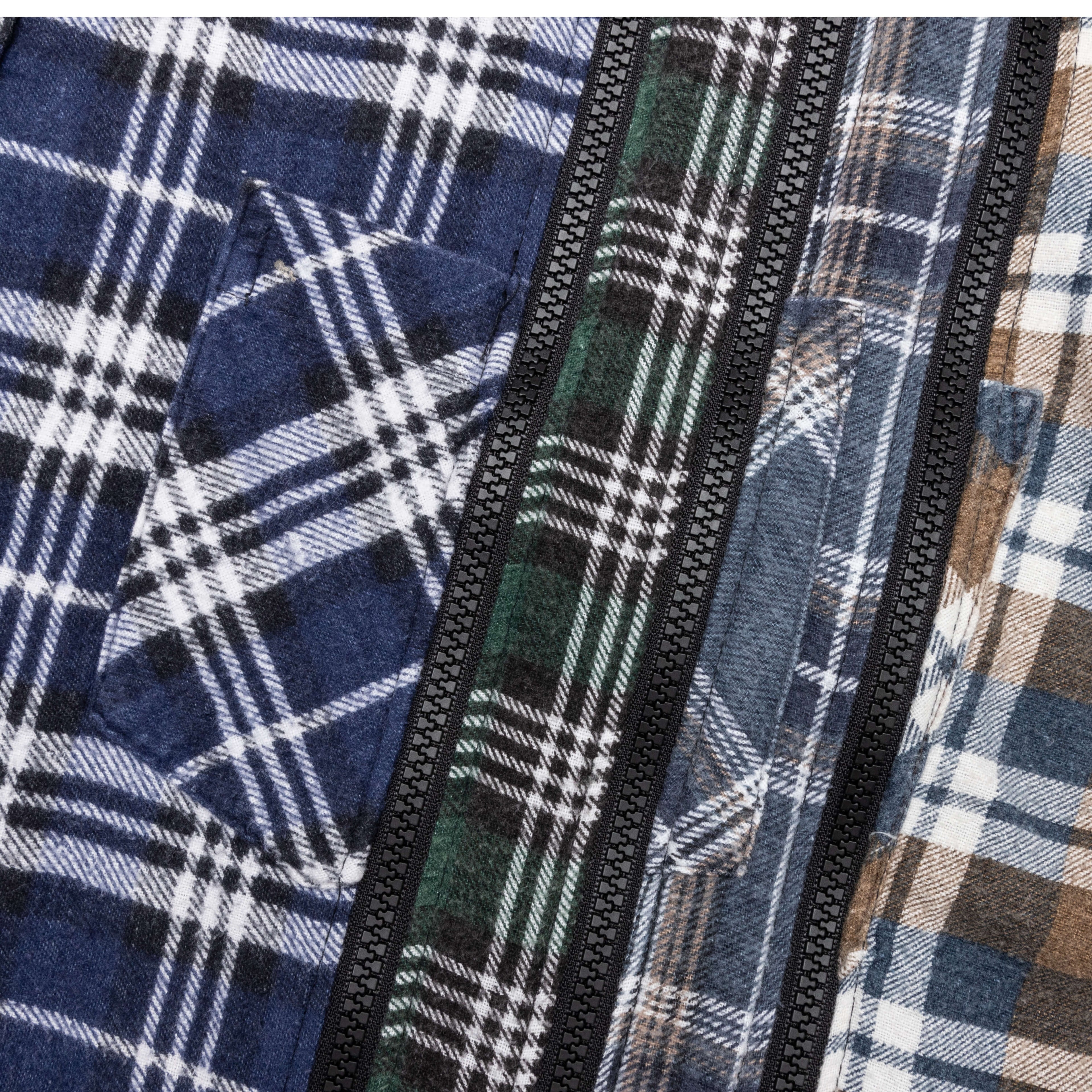 Flannel Shirt 7 Cuts Zipped Wide Shirt - Assorted