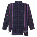 Flannel Shirt 7 Cuts Zipped Wide Shirt Over Dye - Purple