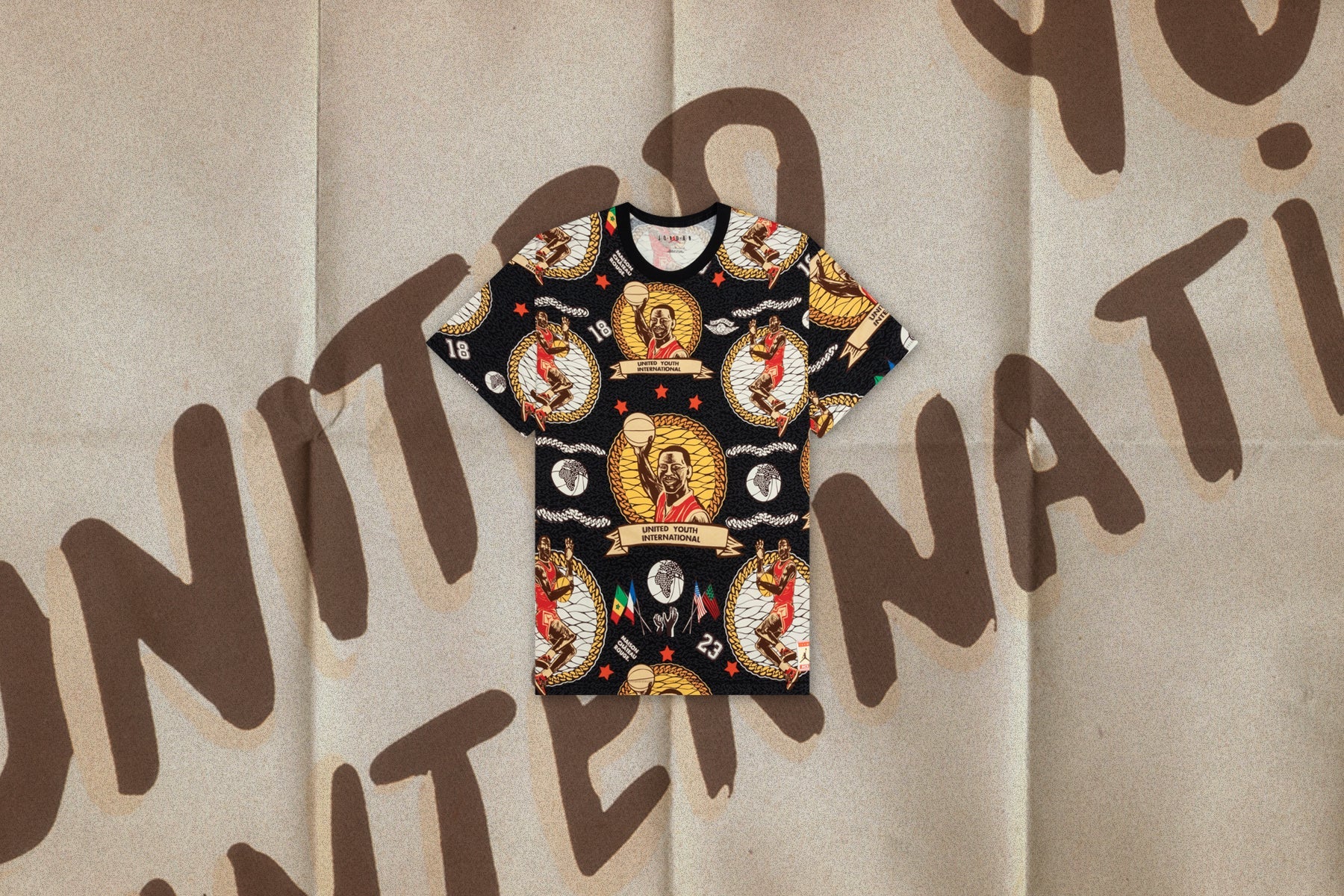 Jordan x Maison Chateau Rouge S/S AOP Tee - Black/Sail/Orange