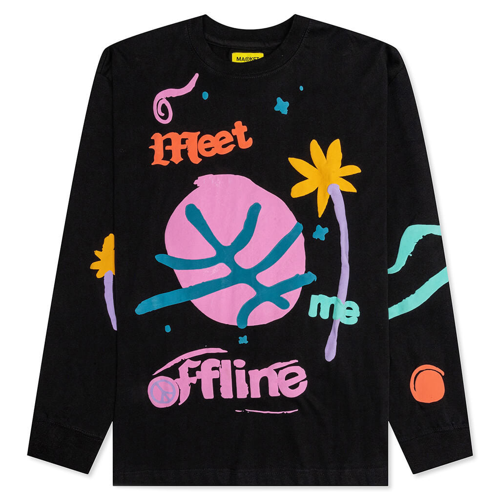Meet me Offline Long-sleeve T-Shirt - Black