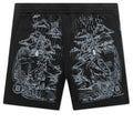 Wolf Print Board Shorts - Black