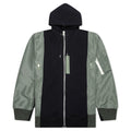 Nylon Twill X Sponge Sweat Hoodie - Navy/Khaki