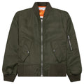 Oversized Curved Hem Bomber Jacket - Olive