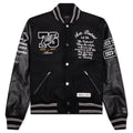 Oversized Eagle Varsity Jacket - Black