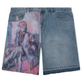 Painted Panel Shorts - Light Wash