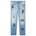 Light Wash Logo Patch Reg 5 Pockets Pant- Light Blue