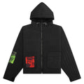 Patches Quilted Zip Hoodie - Black