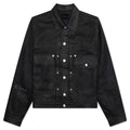 Pleated and Snapped Denim Jacket - Black