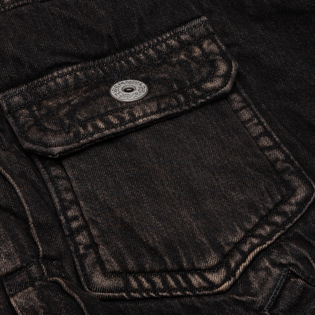 Puffer Denim Jacket - Black