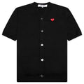 Red Emblem S/S V Neck Cardigan - Black