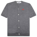 Red Emblem S/S V Neck Cardigan - Grey