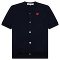 Red Emblem S/S V Neck Cardigan - Navy