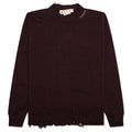 Round Neck Distressed Sweater - Dark Raisin