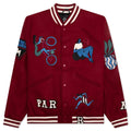 Run Sit & Bike Varsity Jacket - Dark Red