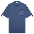 Quilted Pocket Polo Top - Light Indigo