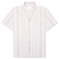 Stripped Cotton Towelling Boxy Fit Shirt - White/Beige
