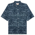 Bleached Echoes Organic Poplin Bowling Shirt - Blue Kyanite