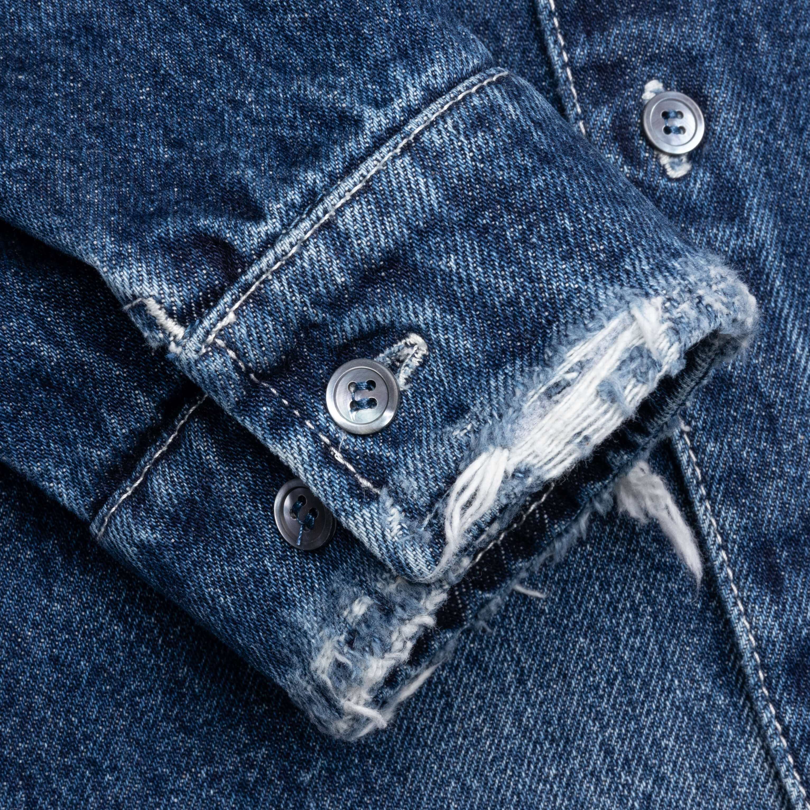Virgin Wool Shirt With Knitted Patches - Deep Blue