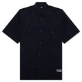 Curved Hem Nylon Short Sleeve Shirt - Navy/White